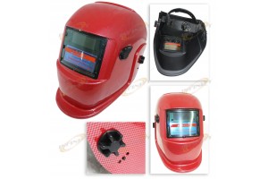 Carbon Fiber Red Solar Power Auto Darkening Welding Grinding Filter Helmet Weld